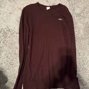 Hollister V-Neck sweater Men's L Maroon Knit New With Tags